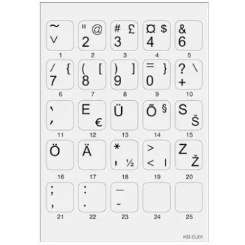 Minipicto nalepke za tipkovnico, siva/črna (KB-EU-01GRY)