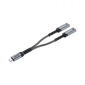 Unitek USB-C avdio in polnilni adapter s 60W Power Delivery, 15 cm, Space Grey