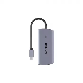UNITEK USB-C 6-v-1 večportno vozlišče | 3x USB-A 5Gbps | PD 100W | HDMI 4K@30Hz | RJ45 gigabitni ethernet | Space Grey