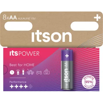 ITSON LR6IPO/8HH AA alkalne baterije, 8 pakiranje, 1,5 V, dolga obstojnost, brez živega srebra