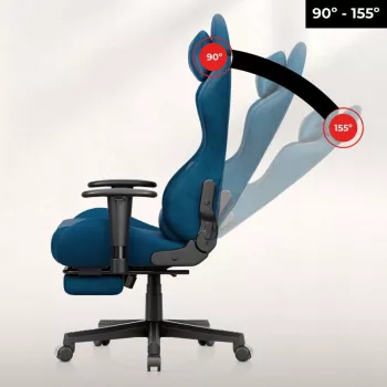 Huzaro Force 5.7 modri ergonomski igralni stol – PU usnje, nastavljivi nasloni za roke, nastavljiv naslon, ledvena in vratna blazina