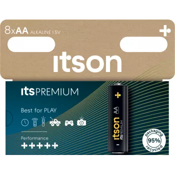 ITSON LR6IPR/8HH alkalne baterije AA, paket 8 kosov, 1,5 V, dolga obstojnost, brez živega srebra