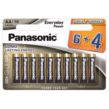 Panasonic Everyday Power alkalne baterije AA LR6 10 paketov (6+4 brezplačno) - 1,5V, 10 let skladiščenja, Triple Tough Coating
