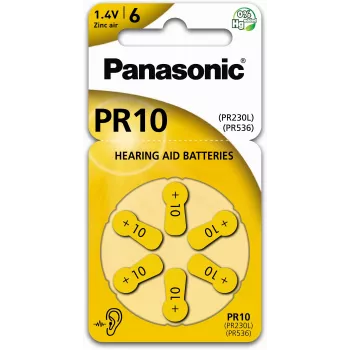 Panasonic Batteries PR-230(10)/6LB cink-zračne baterije za slušne aparate velikost 10, 1,45V, 100mAh, 6 kosov