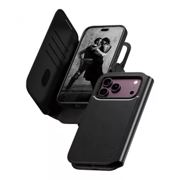 CARE by PanzerGlass Tango Flip ovitek za Apple iPhone 17 Pro Max - združljiv z MagSafe - vegansko usnje - črn