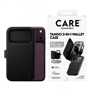CARE by PanzerGlass Tango Flip ovitek za Apple iPhone 17 Pro Max - združljiv z MagSafe - vegansko usnje - črn
