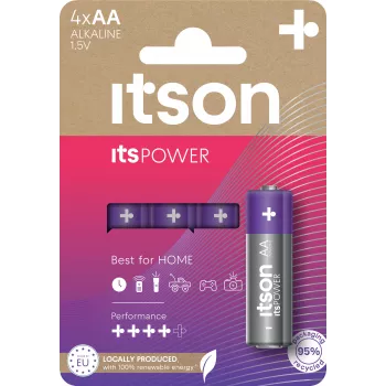 ITSON LR6IPO/4CP alkalne baterije AA, paket 4 kosov, 1,5V, dolga obstojnost