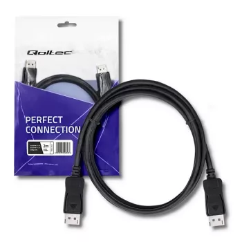 Qoltec kabel DisplayPort 1.1, vtič na vtič, 4K, 2m, črn