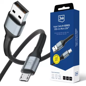 3mk Hyper Cable N-SERIES kabel USB-A na Micro 3m QC 3.0 5V/2A 10W, črn