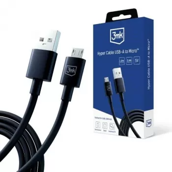 3mk Hyper Cable kabel USB-A na Micro-USB 1,2m 5V 2,4A, črn