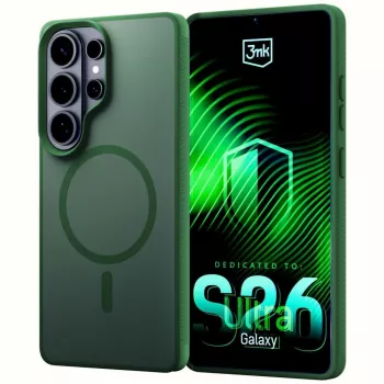 3MK Smoke MagCase za Samsung Galaxy S26 Ultra - zelen prosojni ovitek za hrbtno stran z MagSafe in blaženjem udarcev