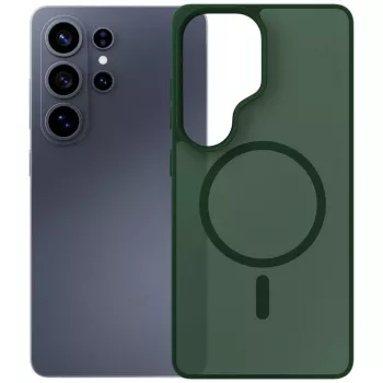 3MK Smoke MagCase za Samsung Galaxy S26 Ultra - zelen prosojni ovitek za hrbtno stran z MagSafe in blaženjem udarcev