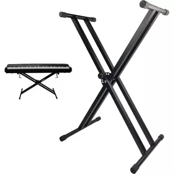 MOZOS KSX1 X-Type stojalo za klaviaturo za klaviature in digitalne klavirje, enojno jeklo, nosilnost 25 kg, višina 650-980 mm, zložljivo