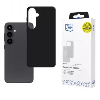 3mk Matt Case Samsung Galaxy S25 – tanek TPU ovitek za hrbtno stran z zaščito pred padci Absorber125™, mat črna površina proti prstnim odtisom