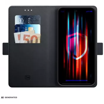 3mk ovitek z denarnico za Samsung Galaxy A37 - črno PU usnje s predali za kartice, predalom za bankovce, magnetnim zapiranjem in stojalom