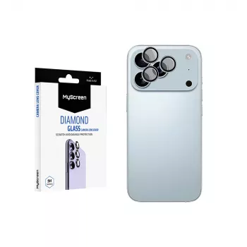 MyScreen Diamond Glass zaščita za leče kamere za Apple iPhone 17 Pro Max – 9H kaljeno steklo, proti prstnim odtisom, namestitev brez mehurčkov, prosojno