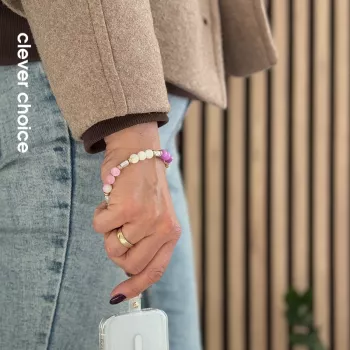 Crong obesek za telefon z pastelnimi perlicami – univerzalni trak za zapestje za pametne telefone