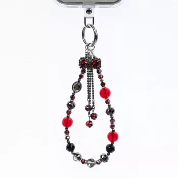 Crong Phone Charm Lanyard rdeči lok – univerzalni protizgubni trak za zapestje za pametne telefone