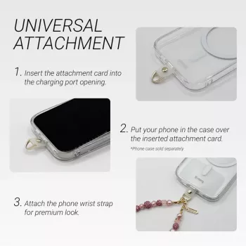 Crong Phone Charm Lanyard rdeči lok – univerzalni protizgubni trak za zapestje za pametne telefone