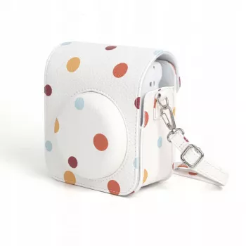 LOVEINSTANT etui iz PU usnja s pikami za Fujifilm Instax Mini 12, snemljiv trak za nošenje, magnetno zapiranje