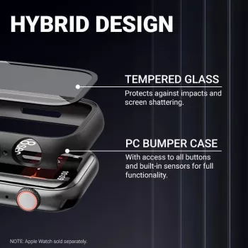 Crong Hybrid ohišje za uro s kaljenim steklom za Apple Watch 40mm – prozorno