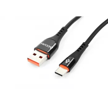 Accura kabel USB-A na USB-C 2,0m gumiran 5V/2A črn