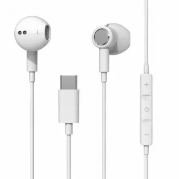 Beline USB-C ušesne slušalke z mikrofonom in daljinskim upravljanjem, bele