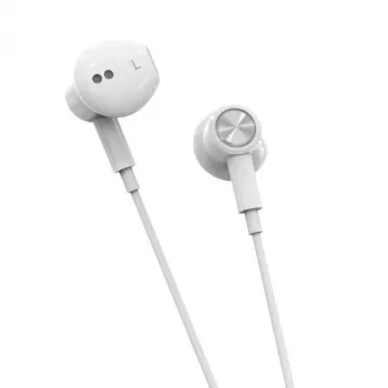 Beline USB-C ušesne slušalke z mikrofonom in daljinskim upravljanjem, bele