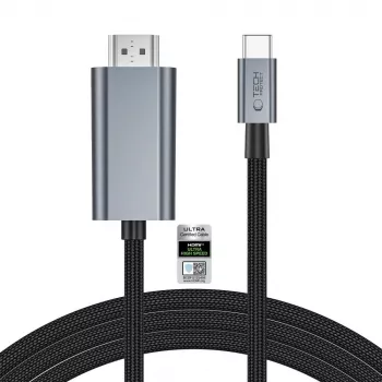TECH-PROTECT ULTRABOOST kabel USB-C na HDMI 2.1 8K 60Hz 200cm železno siva