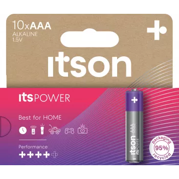 ITSON LR03IPO/10HH alkalne baterije AAA 10 kosov | 1,5V LR03 MN2400 dolga življenjska doba, zaščita pred iztekanjem, brez živega srebra