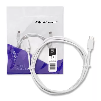 Qoltec kabel USB 2.0 Type-C vtič na Type-C vtič 2m bel