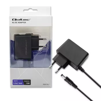 Napajalnik AC/DC Qoltec PREMIUM 15W 15V 1A z vtičem 5,5x2,1mm
