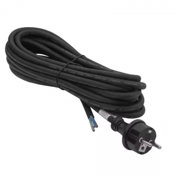 Akyga AK-OT-04S gumijasti napajalni kabel H05RR-F 3 x 1,5 mm², vtič CEE-7/7 na odprt konec, 5 m, črn