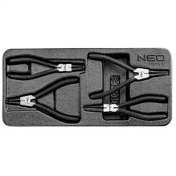 NEO TOOLS set klešč za varovalne obroče, 4-delni, notranje/zunanje ravne in ukrivljene, jeklo CrV, 180 mm, certificirano TÜV