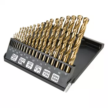NEO TOOLS 19-delni set HSS-TiN svedrov za kovino 1,0–10,0 mm