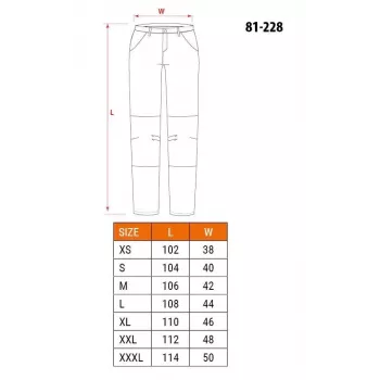NEO Tools 81-228-XXL zaščitne delovne hlače, sive/črne, XXL, 65 % poliester 35 % bombaž, 267 g/m², 10 žepov, ojačana kolena, odsevni elementi, EN ISO 13688:2013