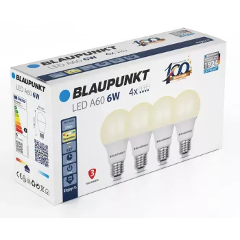 Blaupunkt LED-sijalka E27 A60 570 lm 6 W 2700K, 4 kosi (BLAUPUNKT-E27-6W-WW-4)