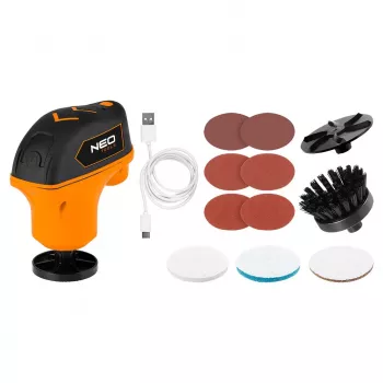NEO TOOLS 04-604 mini vsestranski polirnik 4V Li-Ion USB-C komplet rotacijskega orodja