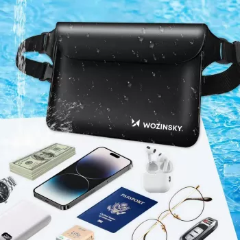 WOZINSKY WWS-01 nepremočljiva PVC torba za pas, črna