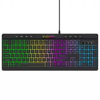 Wozinsky WKG-1044 žična igralna tipkovnica, membranska, osvetlitev RGB, črna, polna postavitev, USB-A, 104 tipk, anti-ghosting