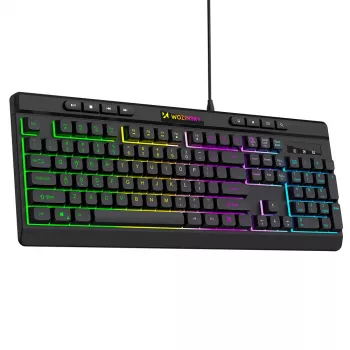 Wozinsky WKG-1044 žična igralna tipkovnica, membranska, osvetlitev RGB, črna, polna postavitev, USB-A, 104 tipk, anti-ghosting