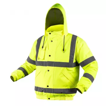 NEO TOOLS visoko vidna rahlo izolirana bomber delovna jakna, fluorescentno rumena, velikost S