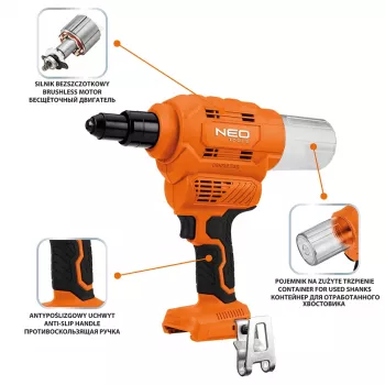 NEO TOOLS 18V E+ akumulatorska pištola za kovice (brez akumulatorja)
