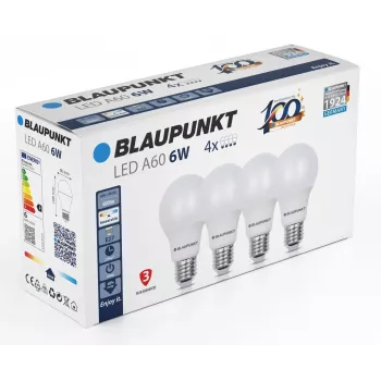 Blaupunkt LED žarnica E27 A60 600 lm 6 W 4000K, 4 kosi (BLAUPUNKT-E27-6W-NW-4)