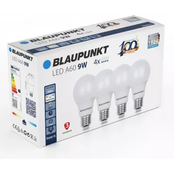 Blaupunkt LED žarnica E27 A60 900 lm 9 W 4000K, 4 kosi (BLAUPUNKT-E27-9W-NW-4)