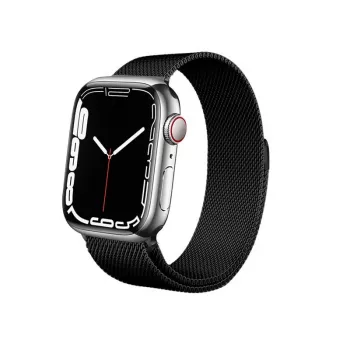 Crong Milano Steel - nerjavno jeklo pas za Apple Watch 44/45/46/49 mm (črn)