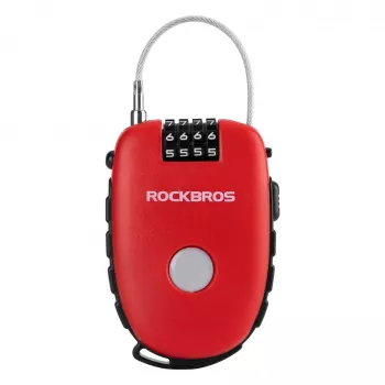 Rockbros zložljiva kabelska ključavnica 32420981001, rdeča – 3-mestna številčna ključavnica, 90 cm, pleteno jeklo