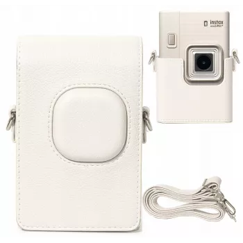 LOVEINSTANT siva zaščitna torbica iz PU usnja za Fujifilm Instax Mini LiPlay+ hibridni takojšnji fotoaparat z naramnico
