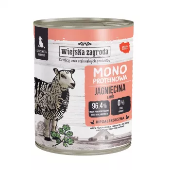 WIEJSKA ZAGRODA Mono Puppy jagnjetina - mokra hrana za pse - 800g