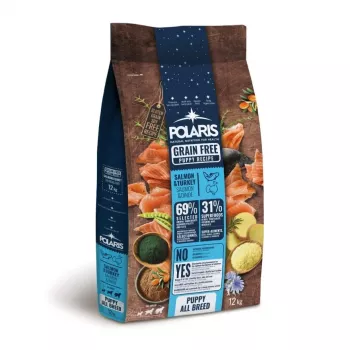 POLARIS suha hrana za mladiče z lososom in puranom, brez žit, 12 kg vreča